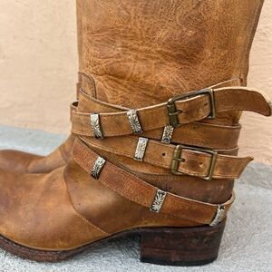 FREEBIRD Brown Leather Buckle Strap Western Boots